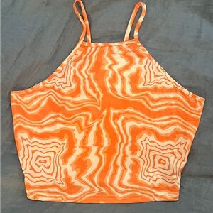 Orange tie-dye cropped halter